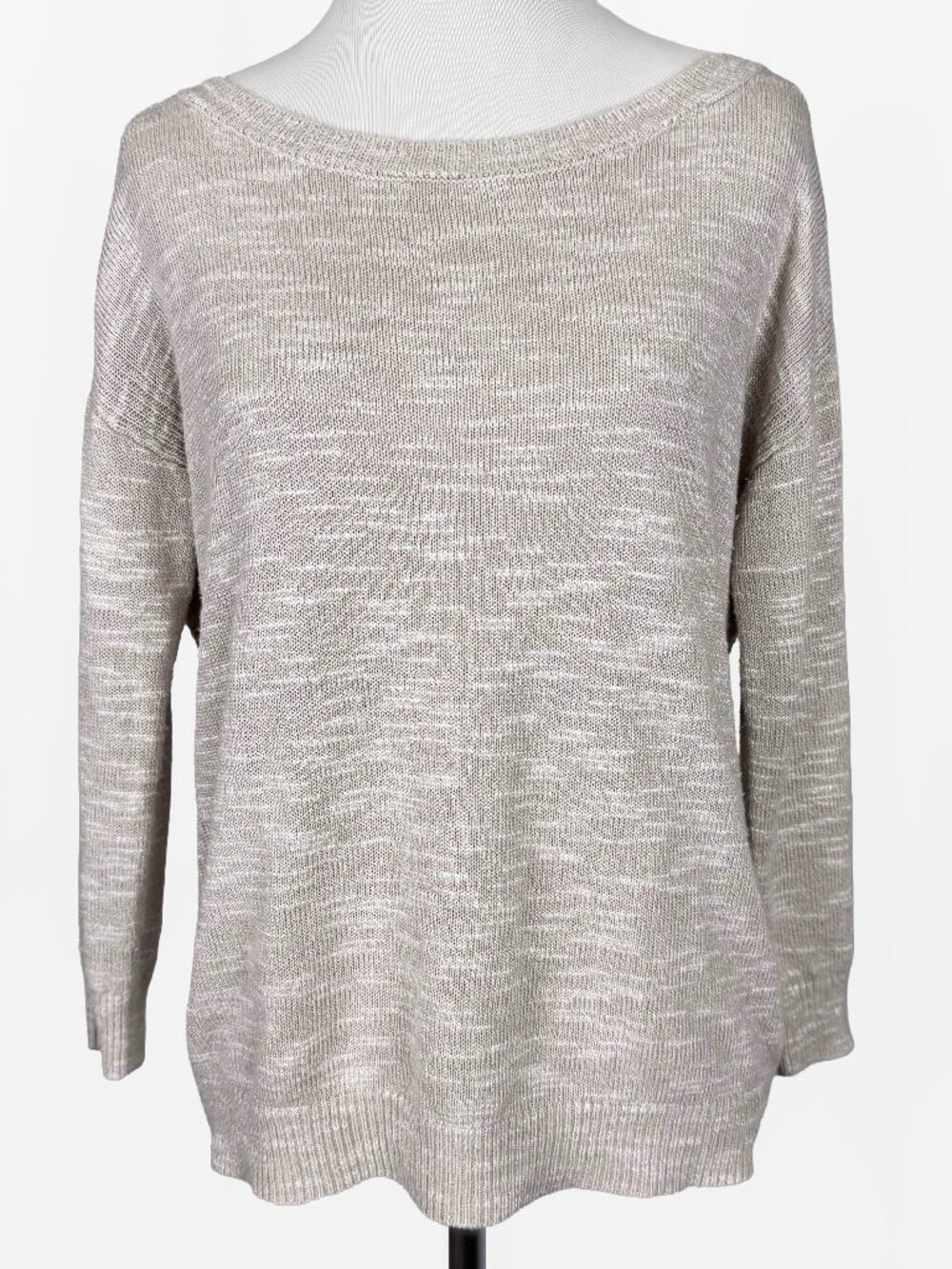 Banana Republic Womens XS Linen Blend Sweater Beige Heathered Marled Knit Top